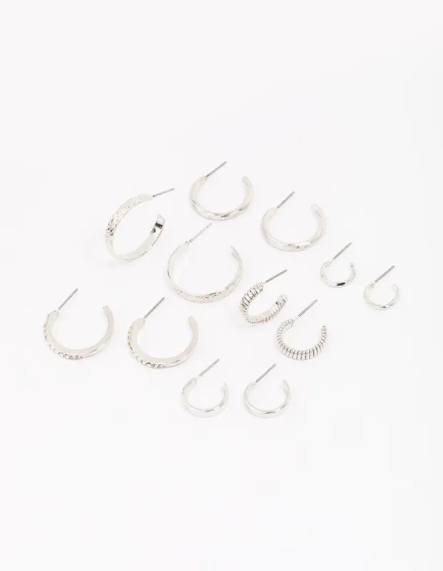 Silver Multi Hoop Earring 6-Pack sold by lovisa