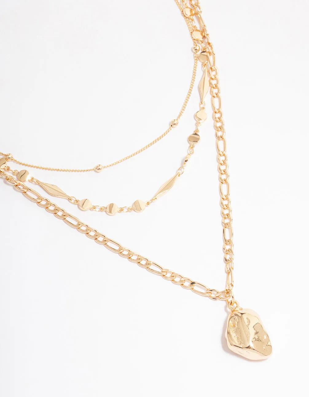Gold Organic Layered Necklace sold by lovisa
