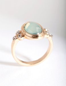Gold Oval Diamante Ring sold by lovisa
