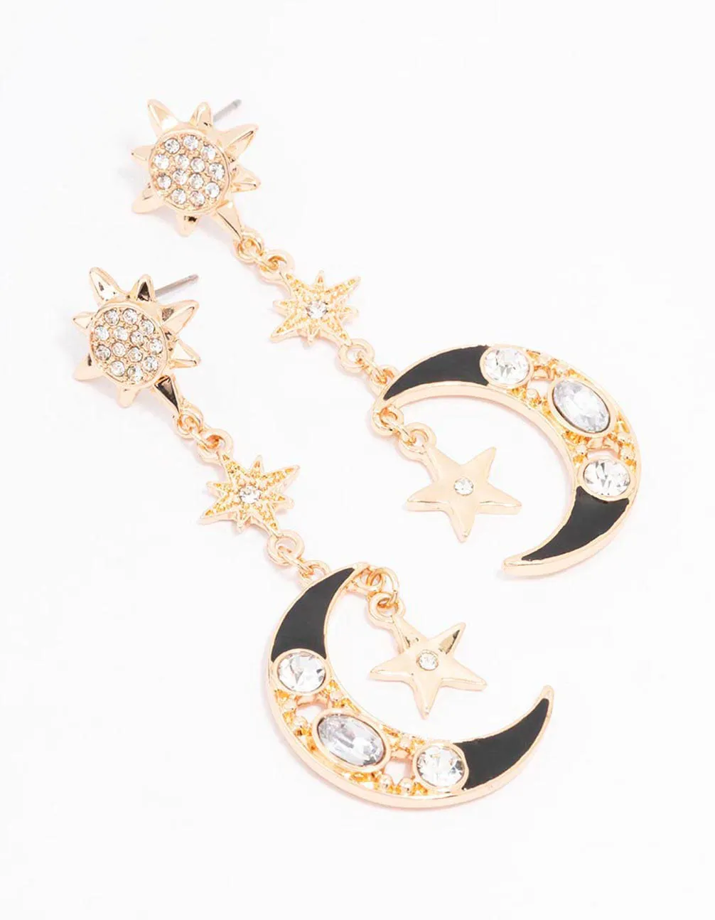 Gold Diamante Celestial Drop Earrings sold by lovisa