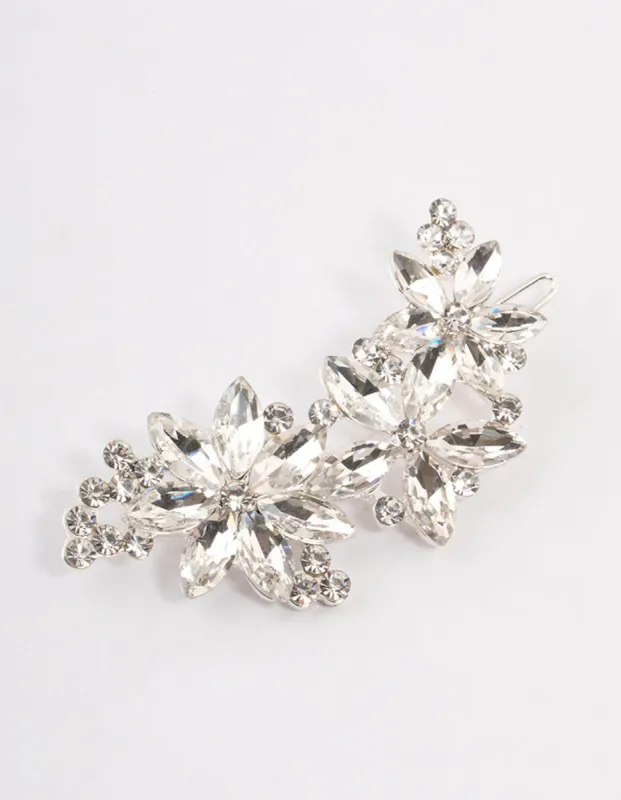 Silver Crystal & Diamante Flower Hair Clips sold by lovisa