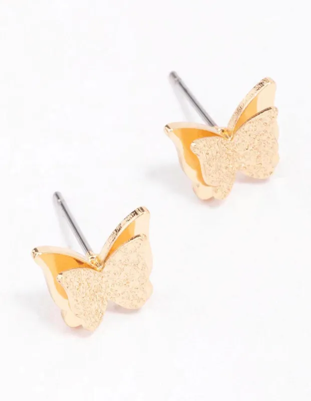 Gold Sandblast Butterfly Stud Earrings sold by lovisa