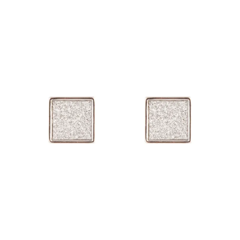 Rhodium Glitter Inlay Square Earrings sold by lovisa