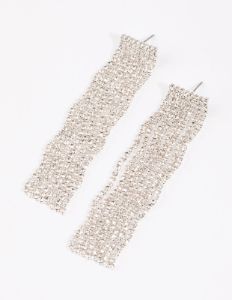 Silver Diamante Wave Statement Drop Earrings sold by lovisa
