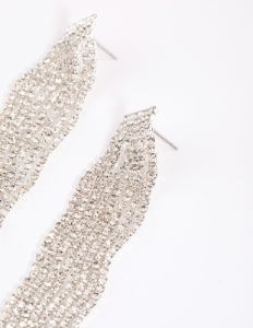 Silver Diamante Wave Statement Drop Earrings sold by lovisa