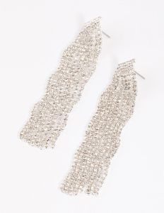 Silver Diamante Wave Statement Drop Earrings sold by lovisa