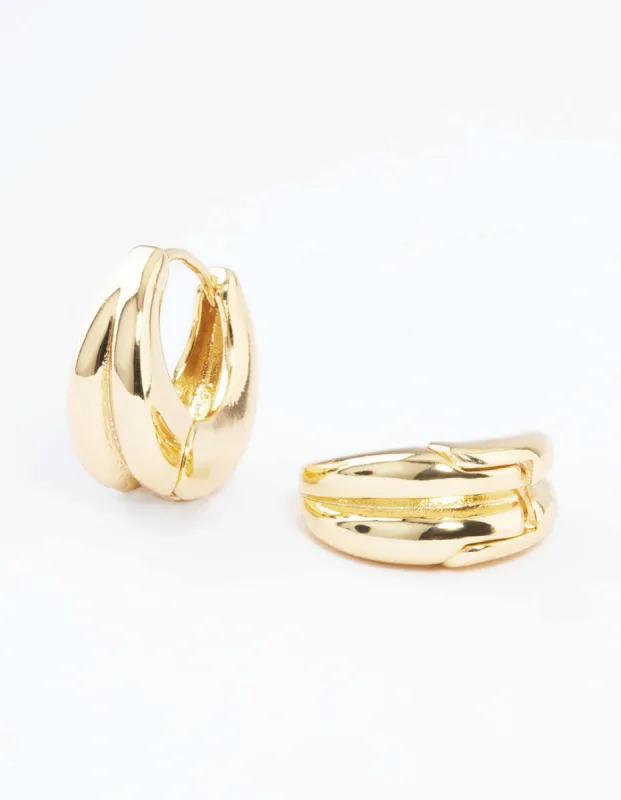 Gold Plated Double Hoop Huggie Earrings sold by lovisa