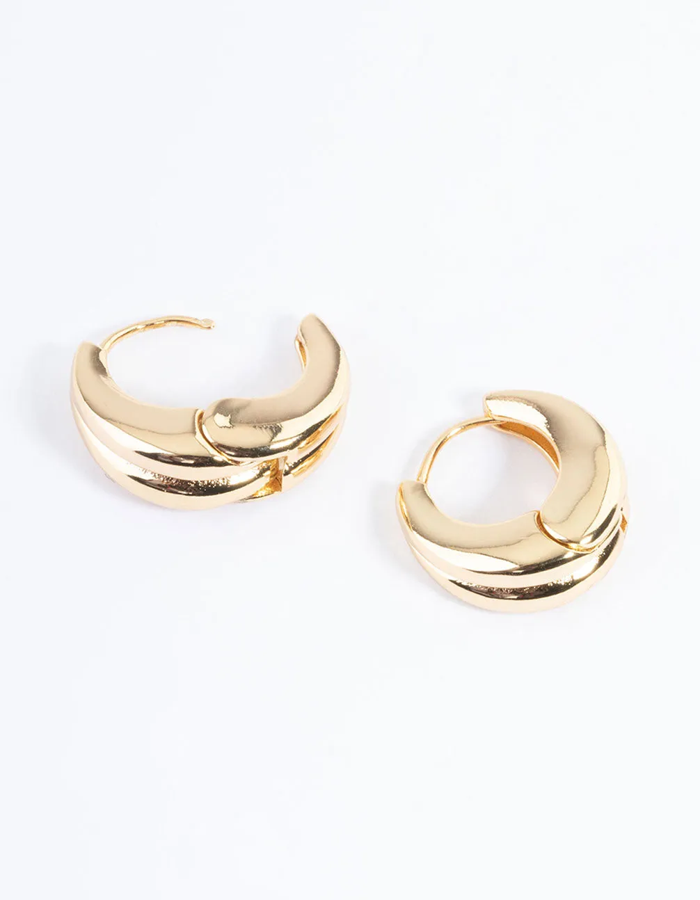 Gold Plated Double Hoop Huggie Earrings sold by lovisa product image thumbnail 3