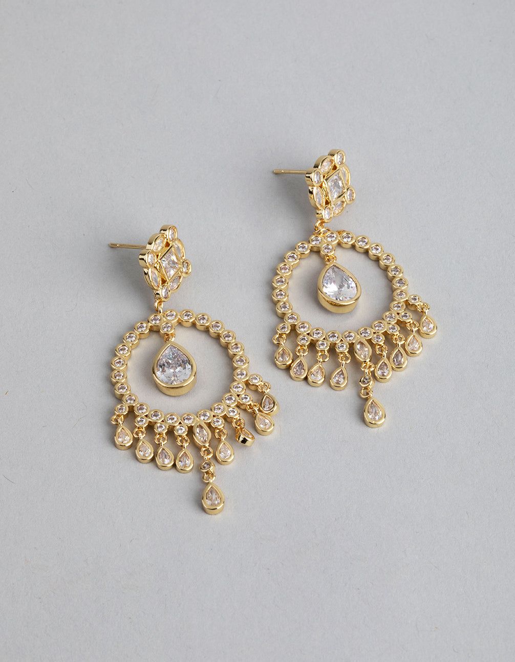 Gold Cubic Zirconia Pear Drop Earrings sold by lovisa