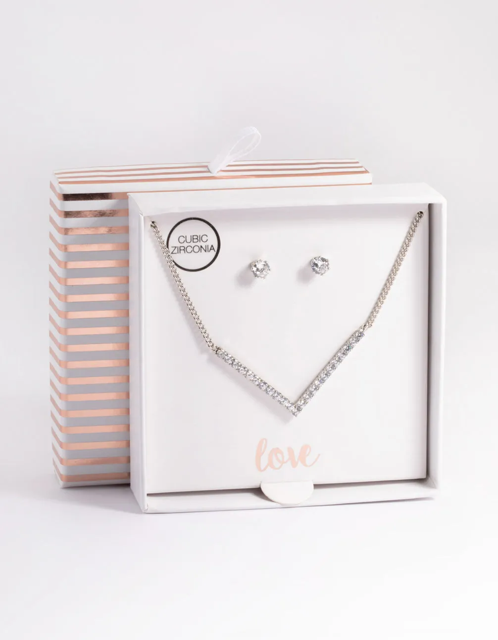 Rhodium Cubic Zirconia Necklace & Stud Earrings sold by lovisa product image thumbnail 4
