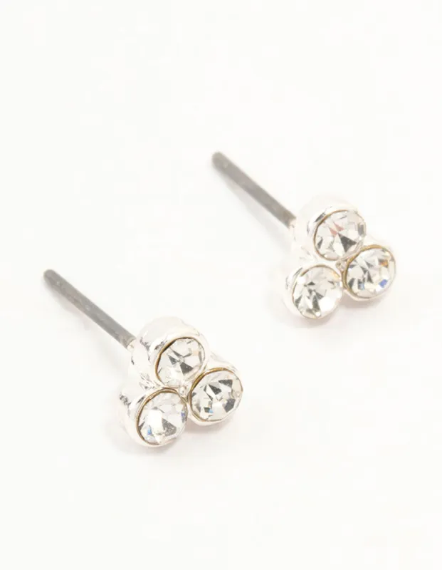 Silver Diamante Cluster Stud Earrings sold by lovisa