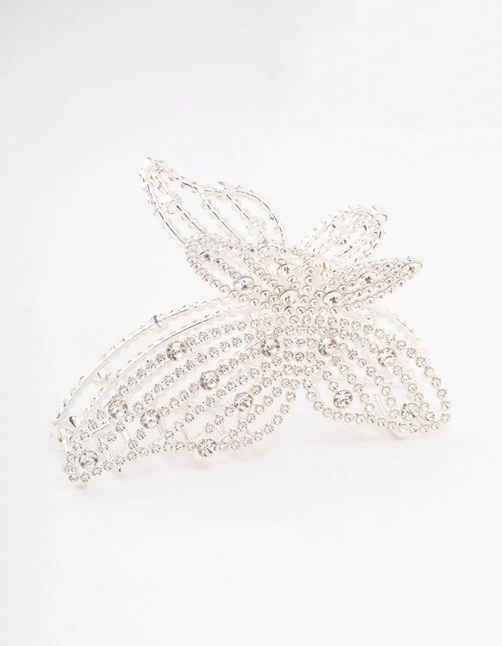 Silver Diamante Butterfly Hair Claw Clip sold by lovisa