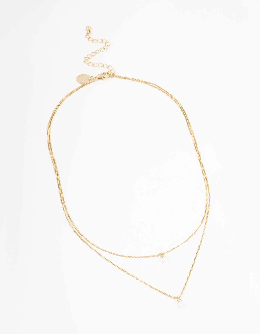 Gold Double Chain Floating Diamante Necklace sold by lovisa product image thumbnail 3