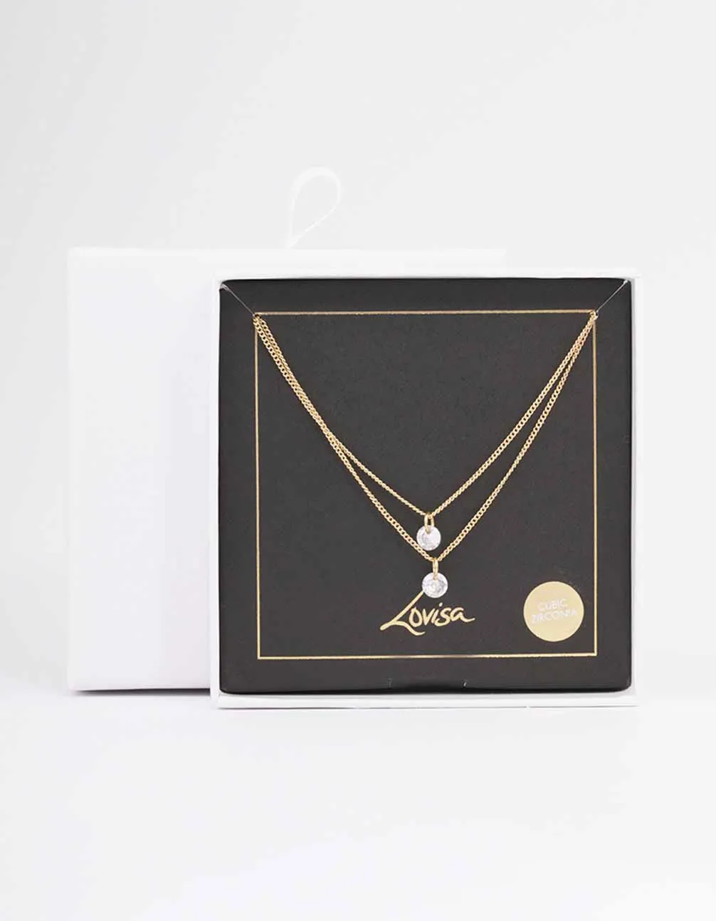 Gold Double Chain Floating Diamante Necklace sold by lovisa product image thumbnail 2