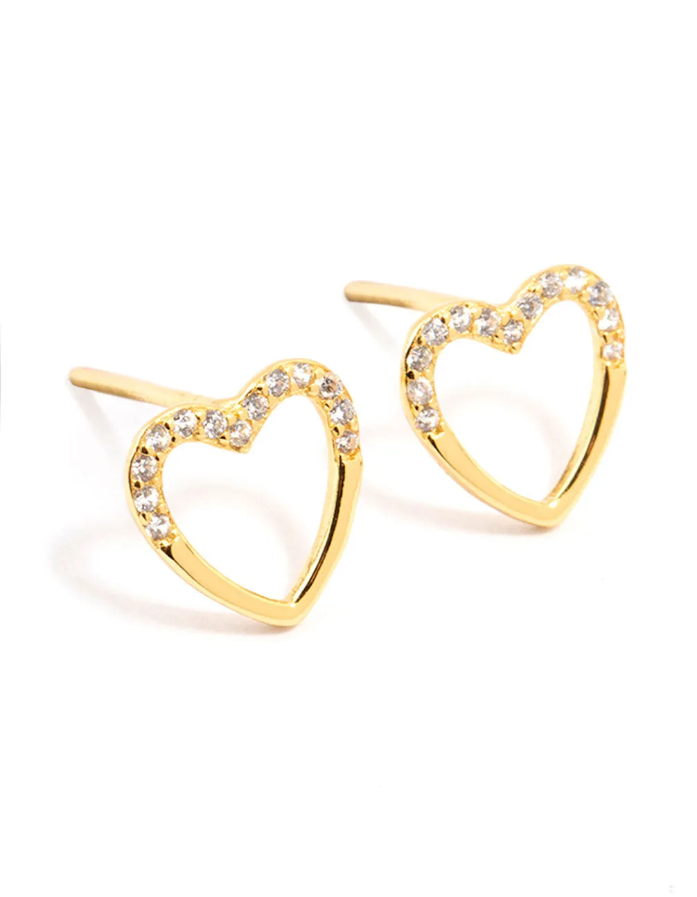 Gold Plated Sterling Silver Heart Stud Earrings sold by lovisa