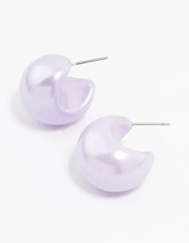 Pastel Purple Coated Bubble Hoop Earrings sold by lovisa