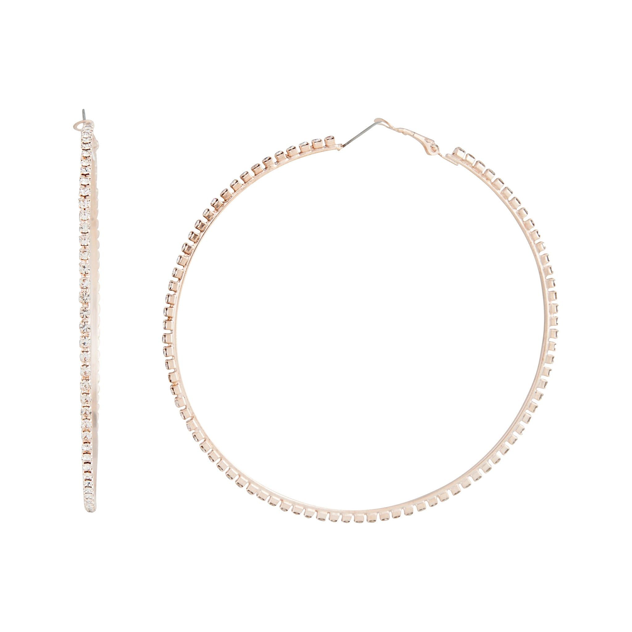 Rose Gold Diamante Large Hoop Earrings sold by lovisa product image thumbnail 3