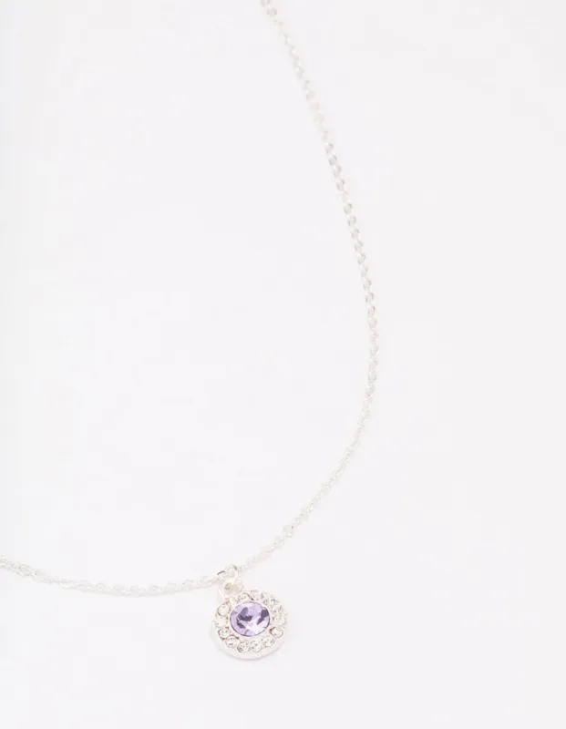 Silver Lilac Halo Crystal Pendant Necklace sold by lovisa