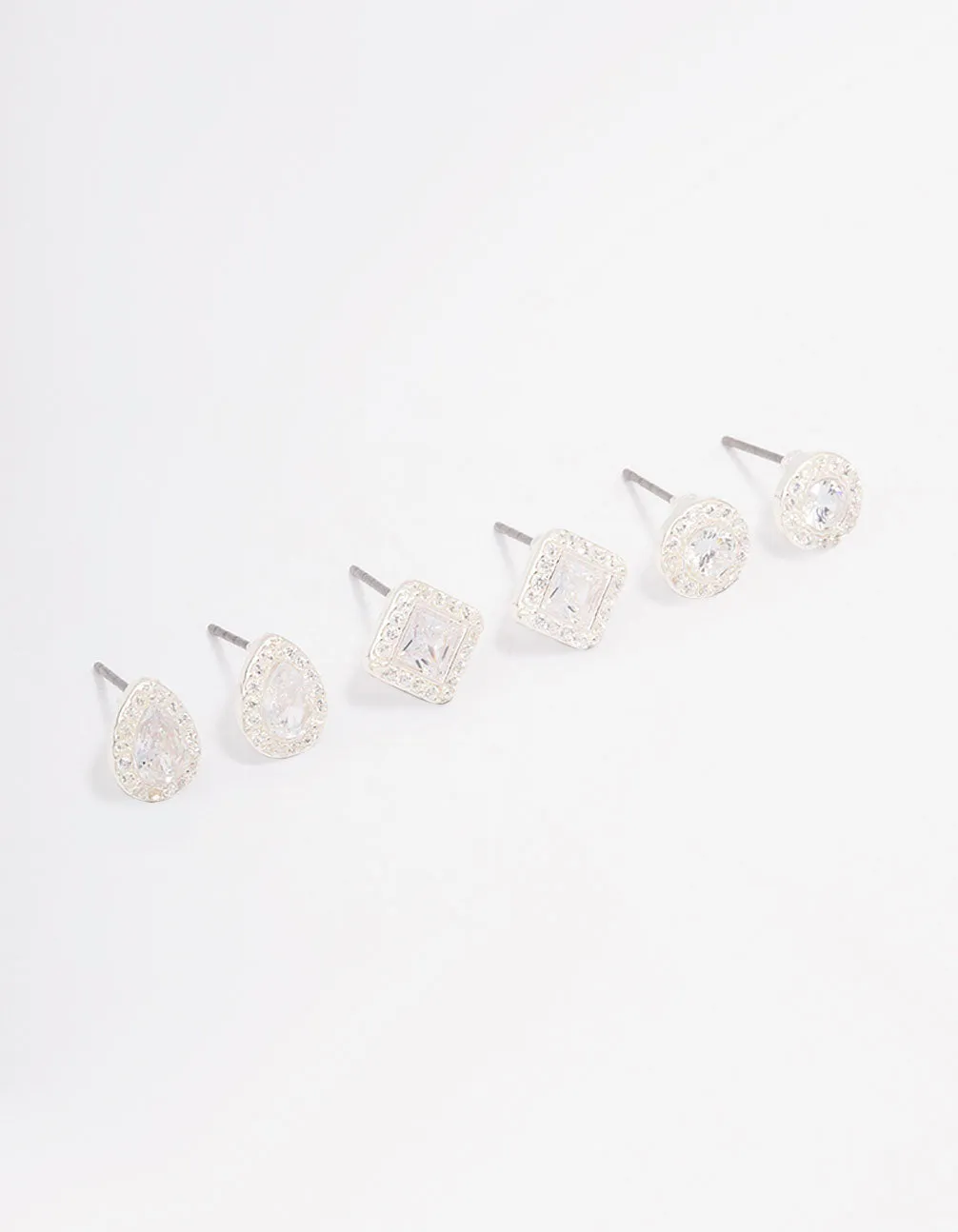 Silver Mixed Cubic Zirconia Stud Earring 3-Pack sold by lovisa