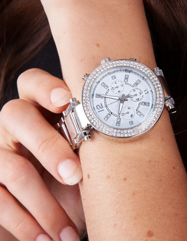 Rhodium Diamante Glam Watch sold by lovisa