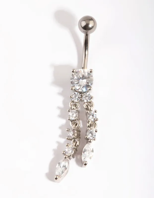 Titanium Mixed 2 Row Dangle Belly Ring sold by lovisa
