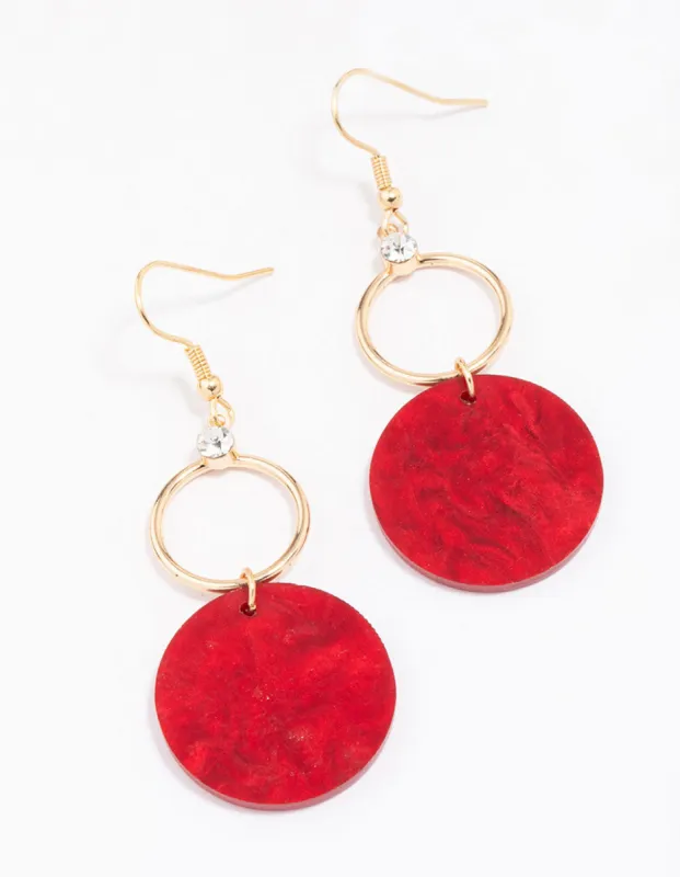 Gold Ring Disc Drop Earrings sold by lovisa