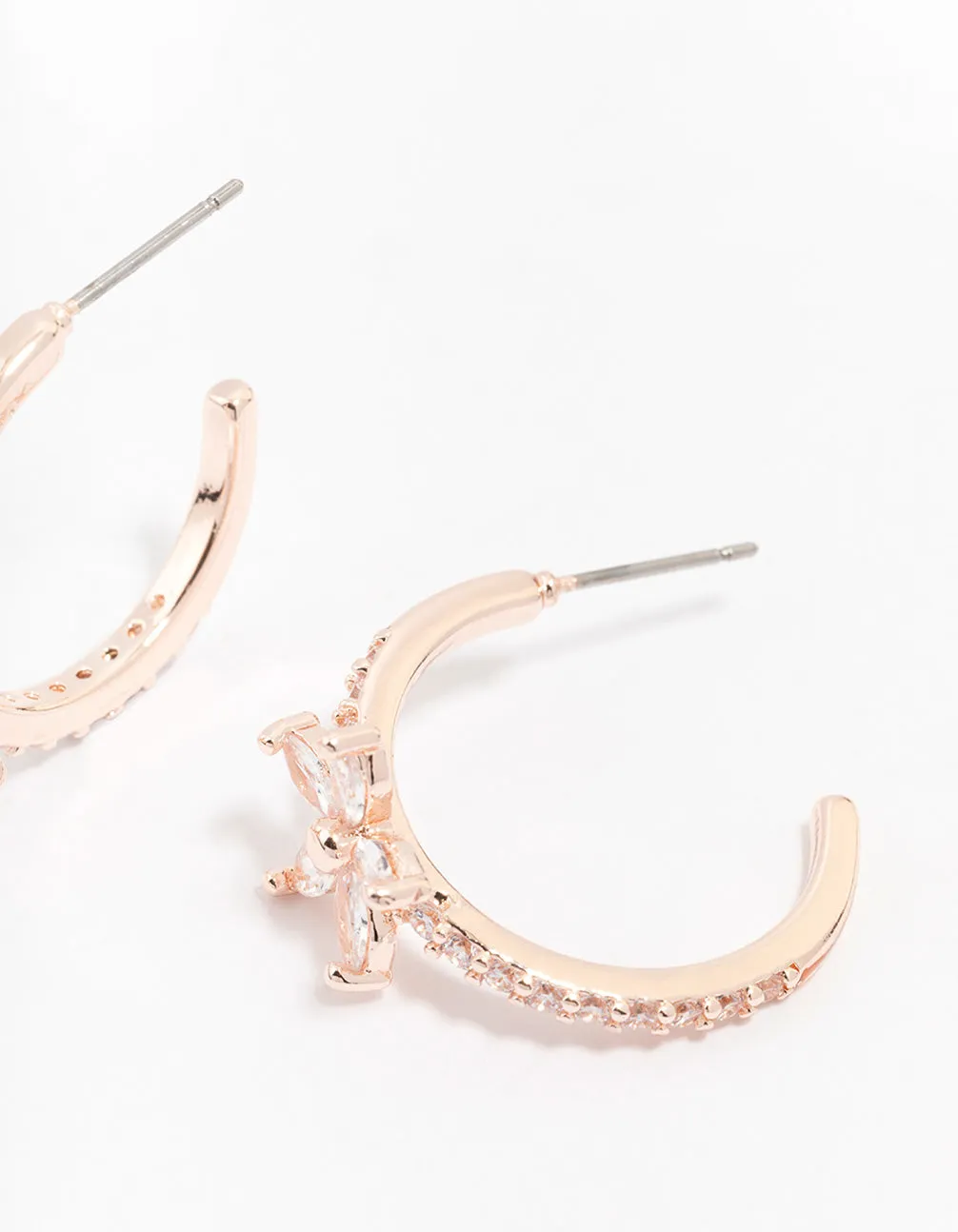 Rose Gold Diamante Flower Hoop Earrings sold by lovisa product image thumbnail 3