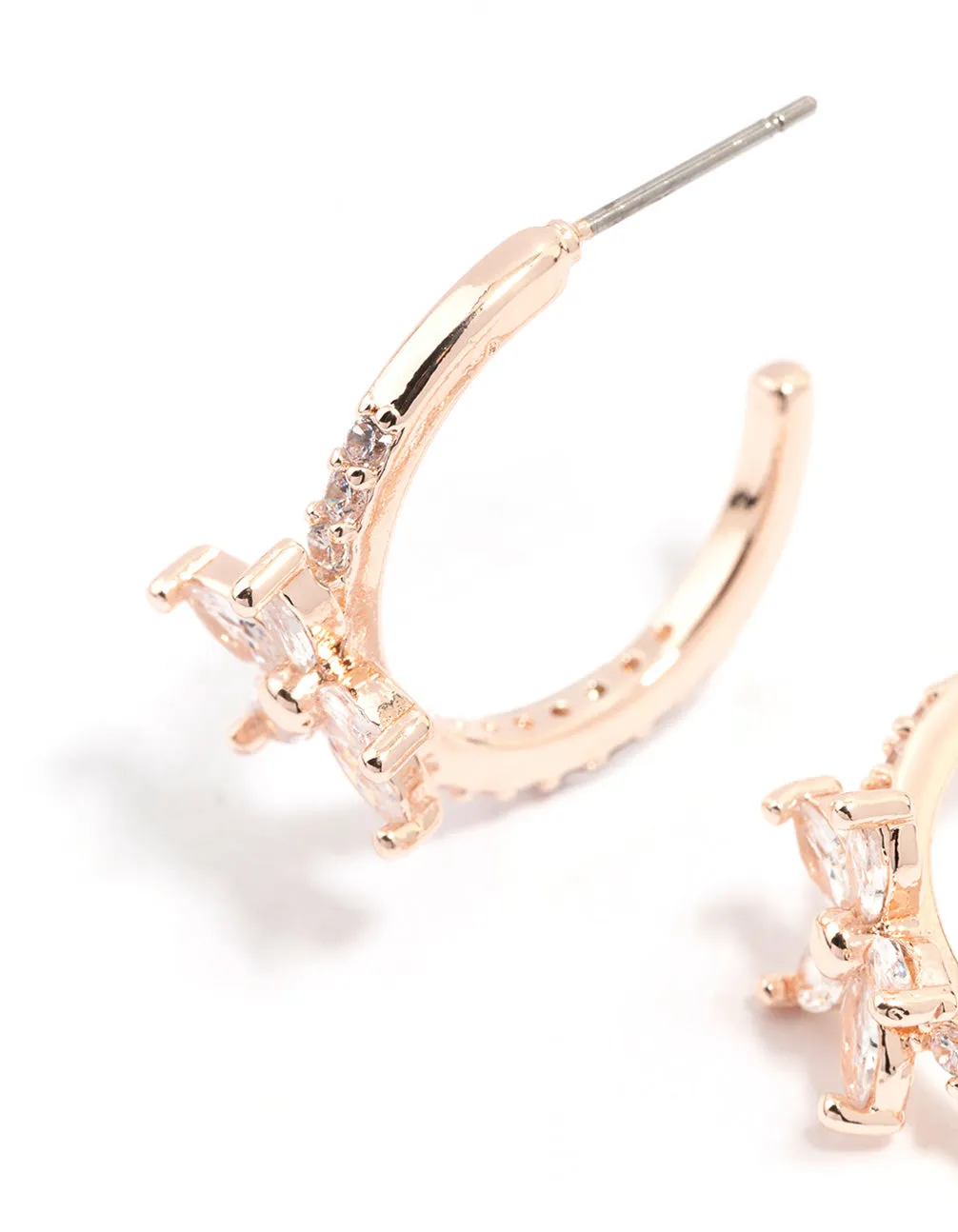 Rose Gold Diamante Flower Hoop Earrings sold by lovisa product image thumbnail 2