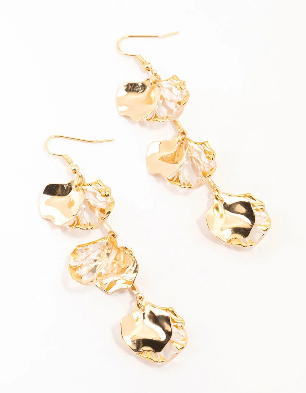 Gold Holographic Petal Bar Drop Earrings sold by lovisa