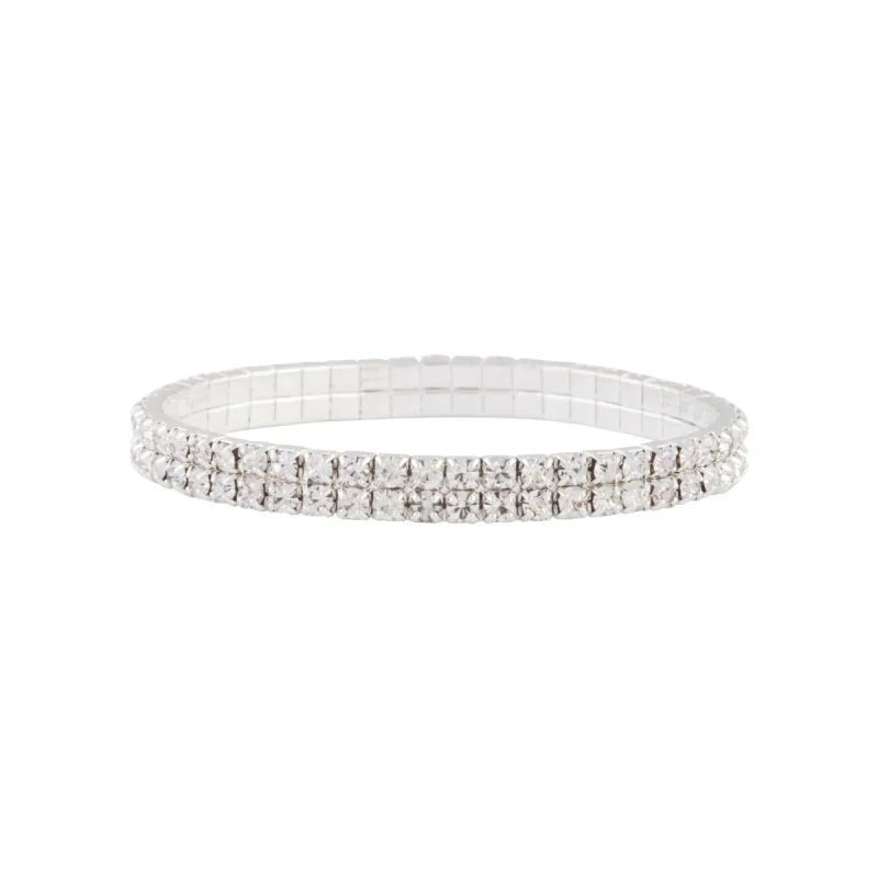 Rhodium Double Row Cup Chain Stretch Bracelet sold by lovisa
