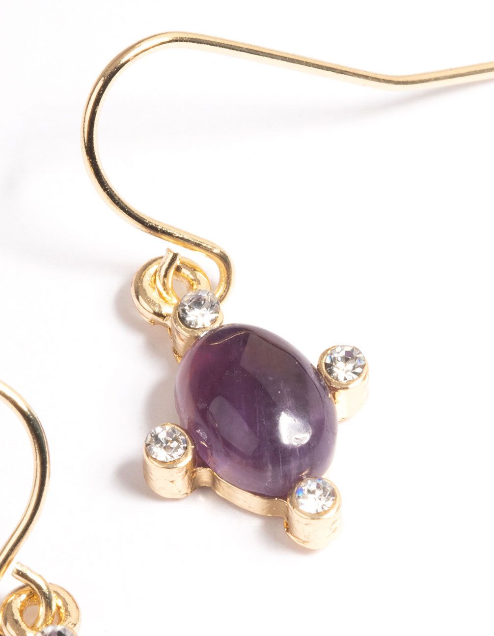 Gold Amethyst Oval Hook Earrings sold by lovisa product image thumbnail 3