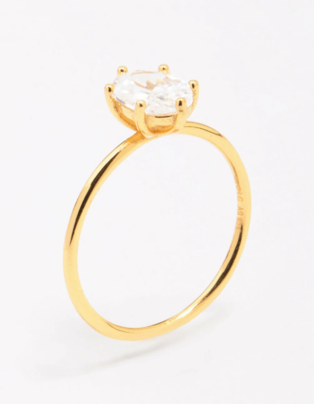 Gold Plated Sterling Silver Oval Solitaire Ring sold by lovisa product image thumbnail 2
