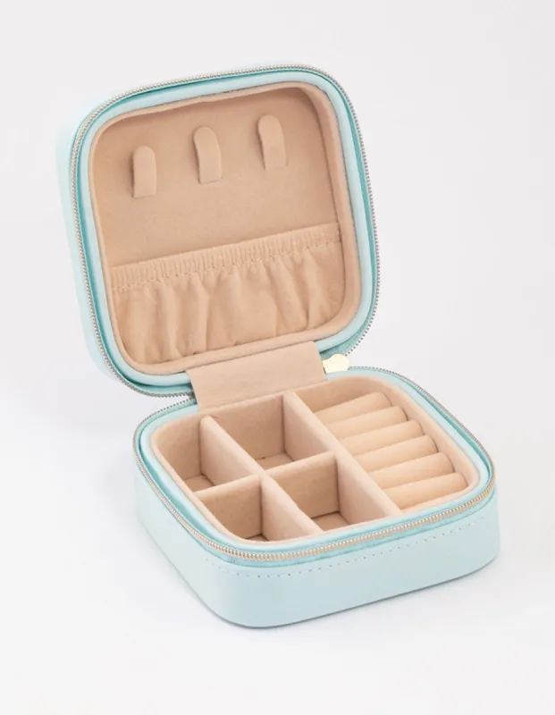 Light Blue Faux Leather Compact Jewellery Box sold by lovisa