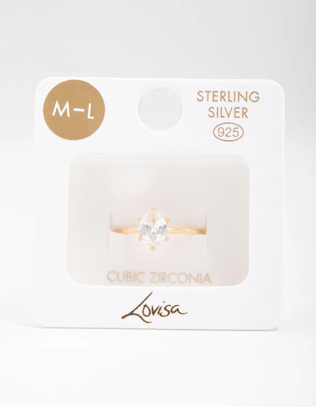 Gold Plated Sterling Silver Oval Solitaire Ring sold by lovisa product image thumbnail 3