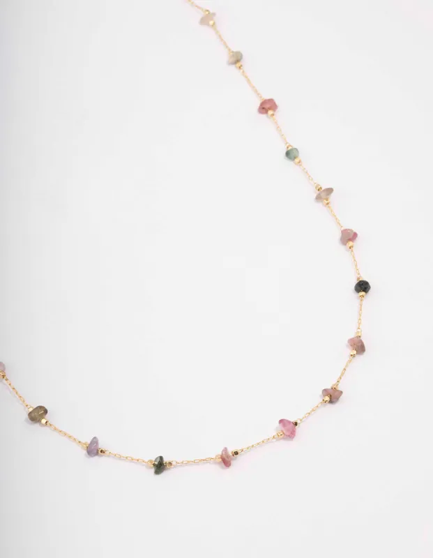 Gold Plated Semi Precious Station Necklace sold by lovisa