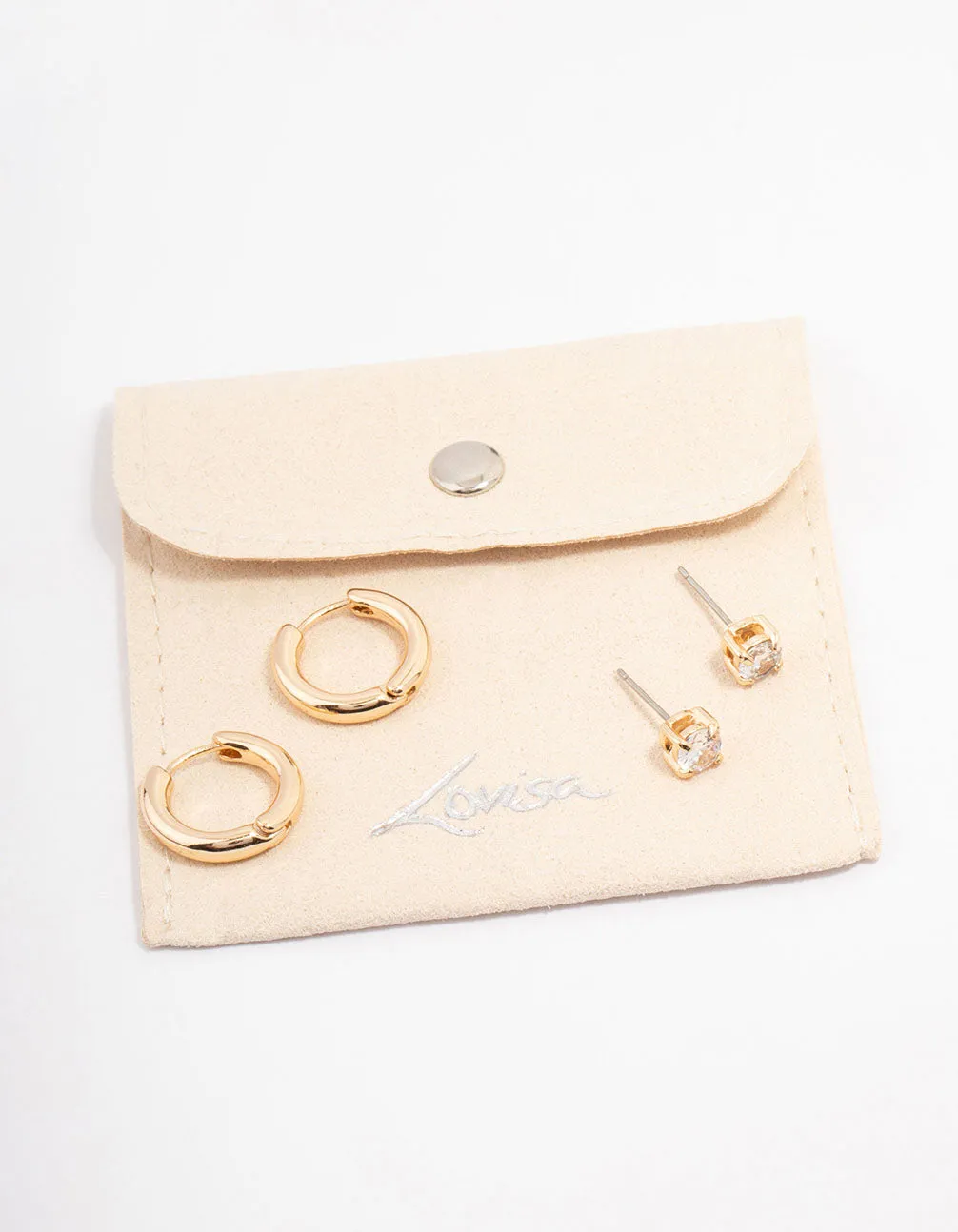 Gold Diamante Stud & Hoop Earring Pack sold by lovisa product image thumbnail 2
