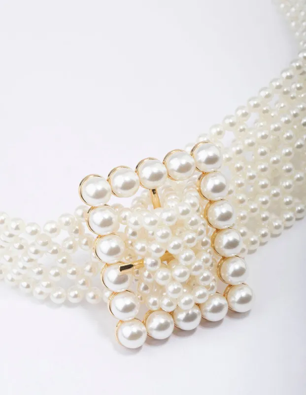 Gold Rectangular Pearl Belt sold by lovisa