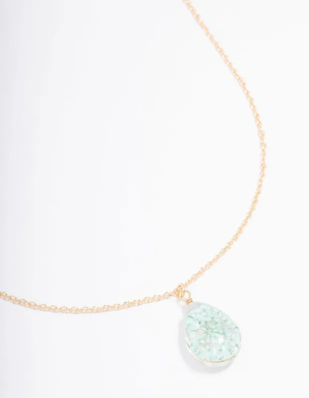 Gold Resin Flower Pendant Necklace sold by lovisa