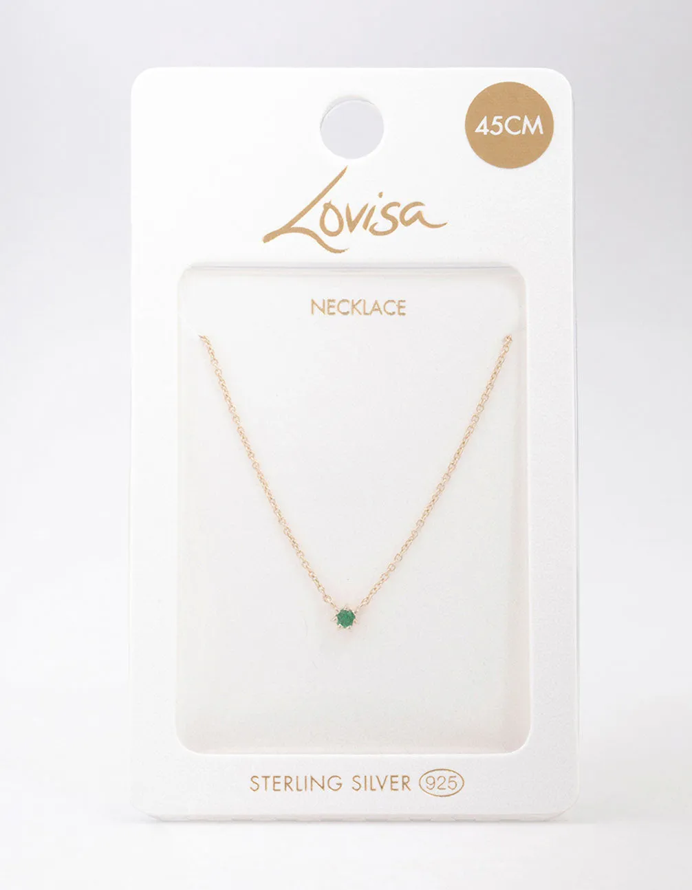 Gold Plated Sterling Mini Emerald Silver Cubic Zirconia Pendant Necklace sold by lovisa product image thumbnail 3