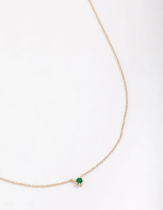 Gold Plated Sterling Mini Emerald Silver Cubic Zirconia Pendant Necklace sold by lovisa