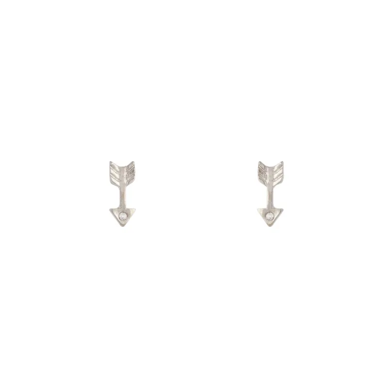 Rhodium Arrow Diamante Stud Earrings sold by lovisa