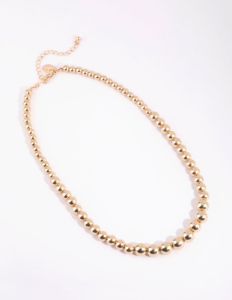 Gold Graduated Bead Short Necklace sold by lovisa