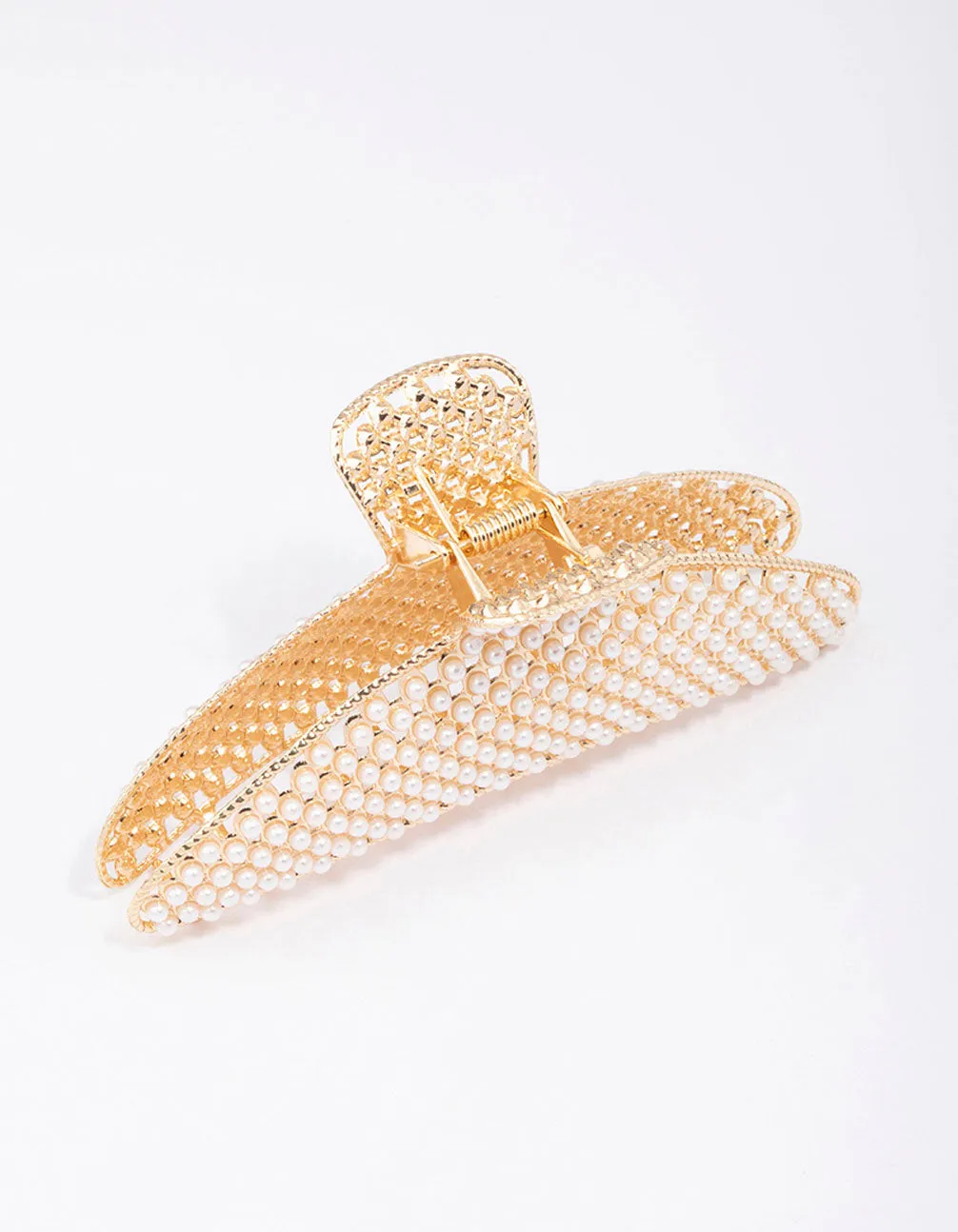 Gold Classic Pearl Hair Claw Clip sold by lovisa