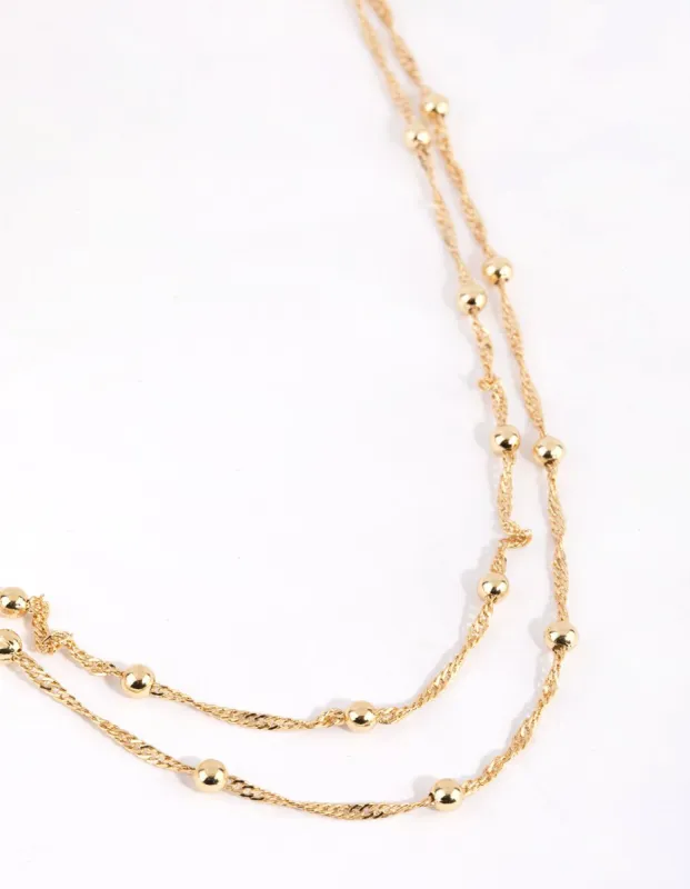 Gold Plated Ball & Twist Chain Necklace Set sold by lovisa