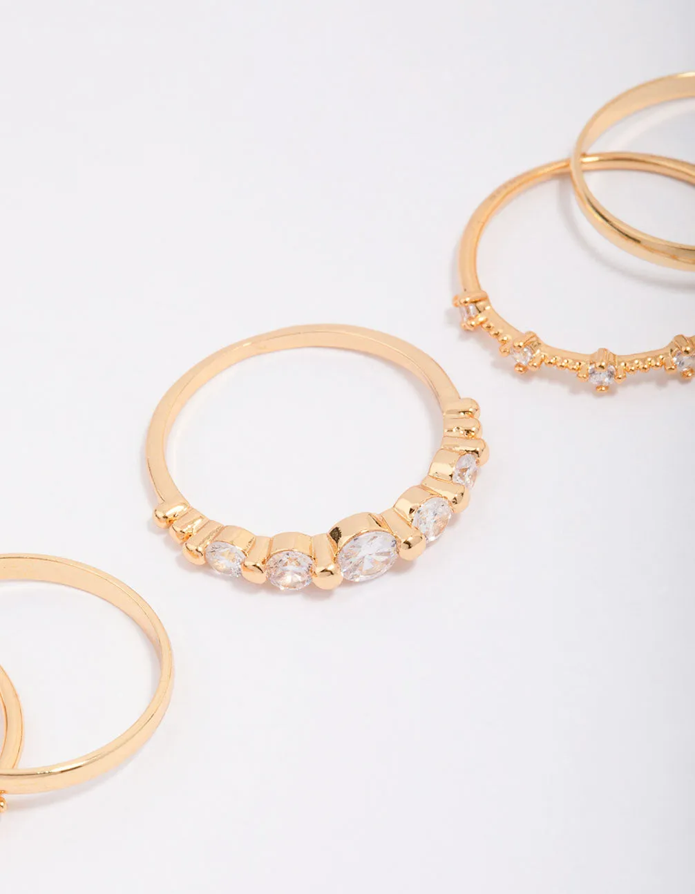 Gold Plated Dainty Cubic Zirconia Stacking Ring 5-Pack sold by lovisa product image thumbnail 2