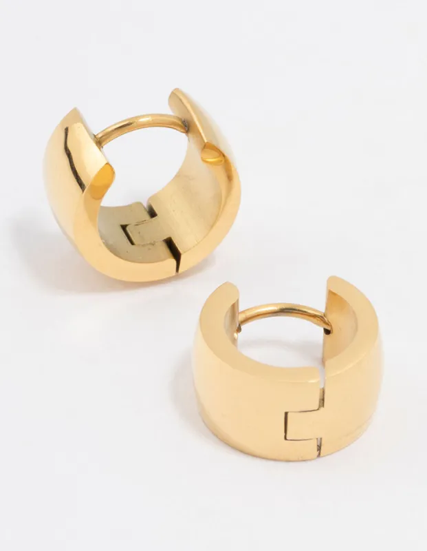 Waterproof Gold Plated Stainless Steel Huggie Hoop Earrings sold by lovisa