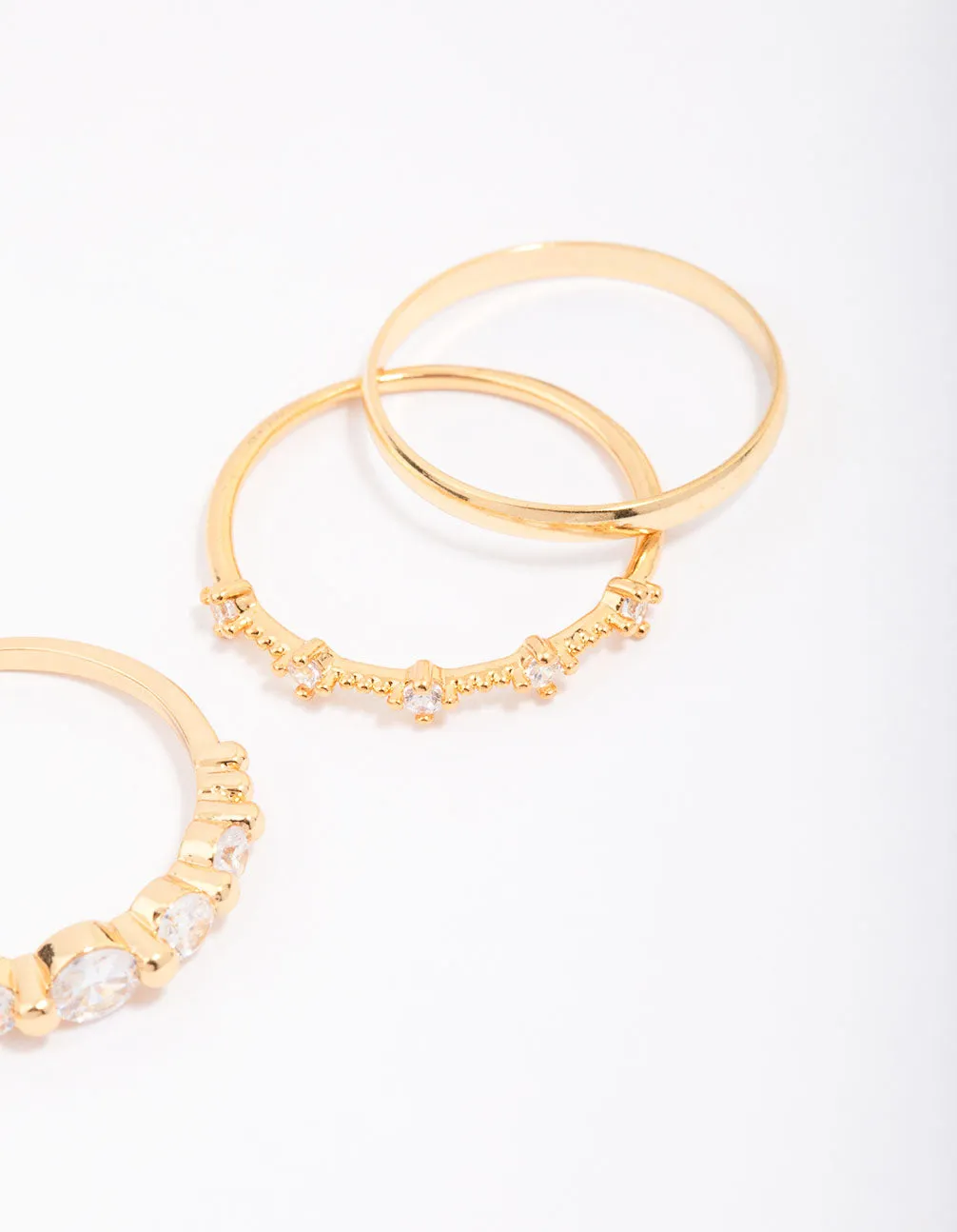 Gold Plated Dainty Cubic Zirconia Stacking Ring 5-Pack sold by lovisa product image thumbnail 3