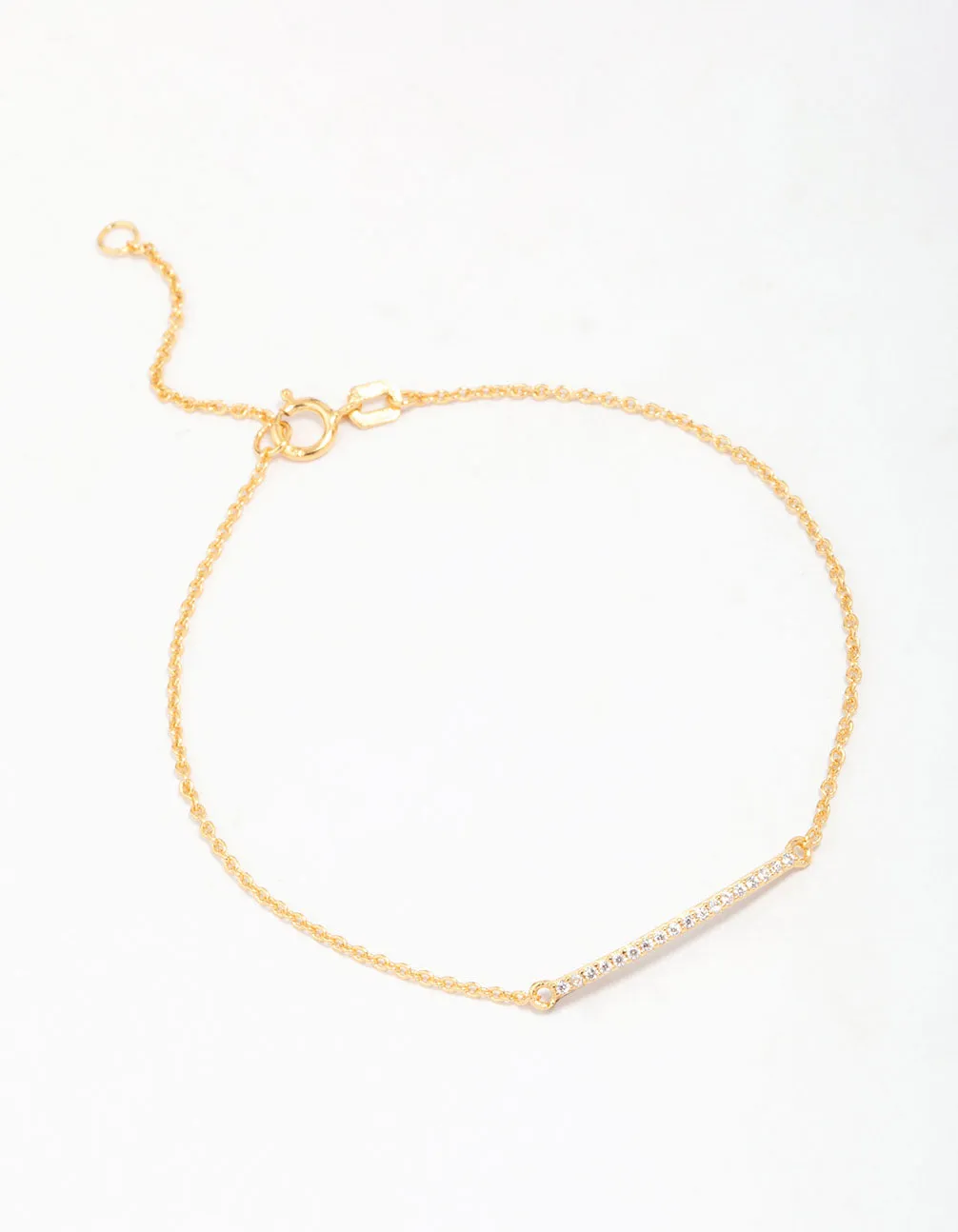 Gold Plated Sterling Silver Cubic Zirconia Fine Bar Chain Bracelet sold by lovisa