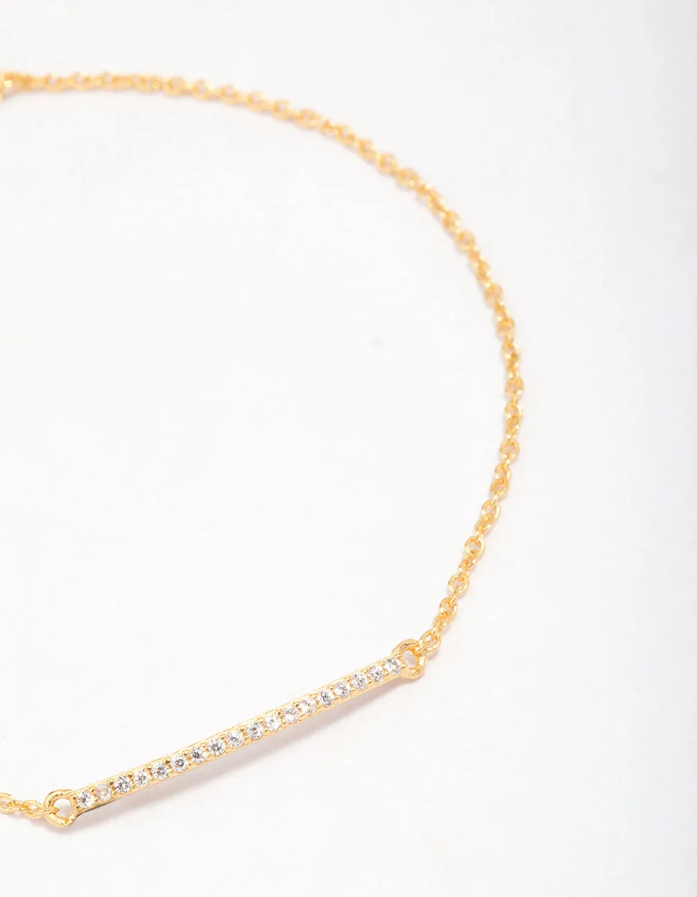 Gold Plated Sterling Silver Cubic Zirconia Fine Bar Chain Bracelet sold by lovisa product image thumbnail 2