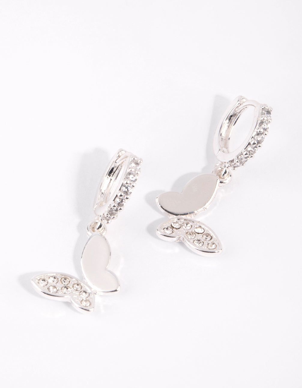 Silver Butterfly Huggie Earrings sold by lovisa